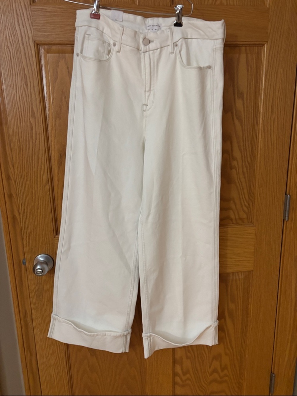 NWT Good American White High-Rise Wide-Leg Pants Skate Crop